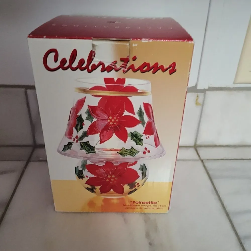 Crystal Clear Celebrations Poinsettia Mini Candle Lamp Holiday Decor